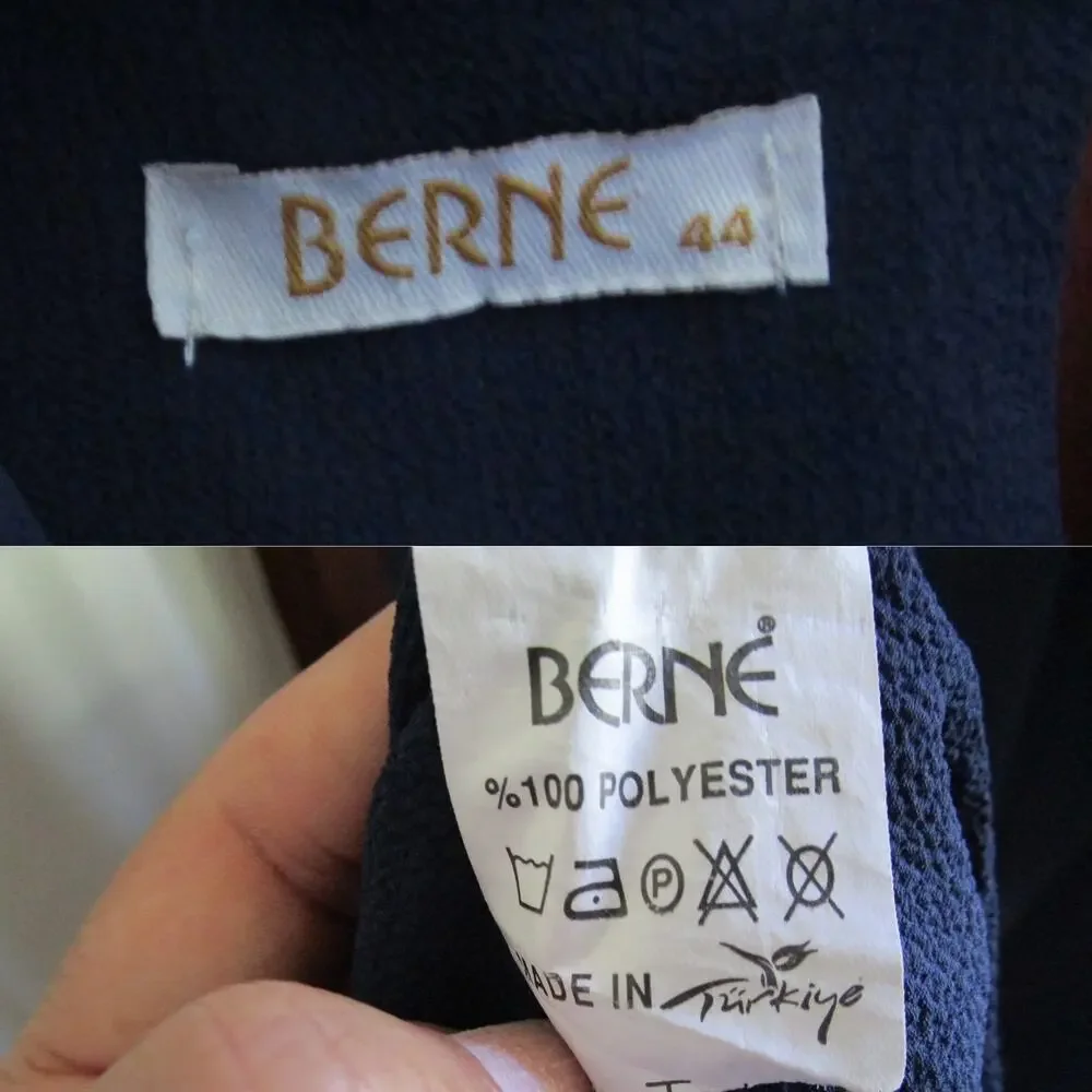 Berne Navy Embroidered Tunic Dress Hi-Low Modest Size L